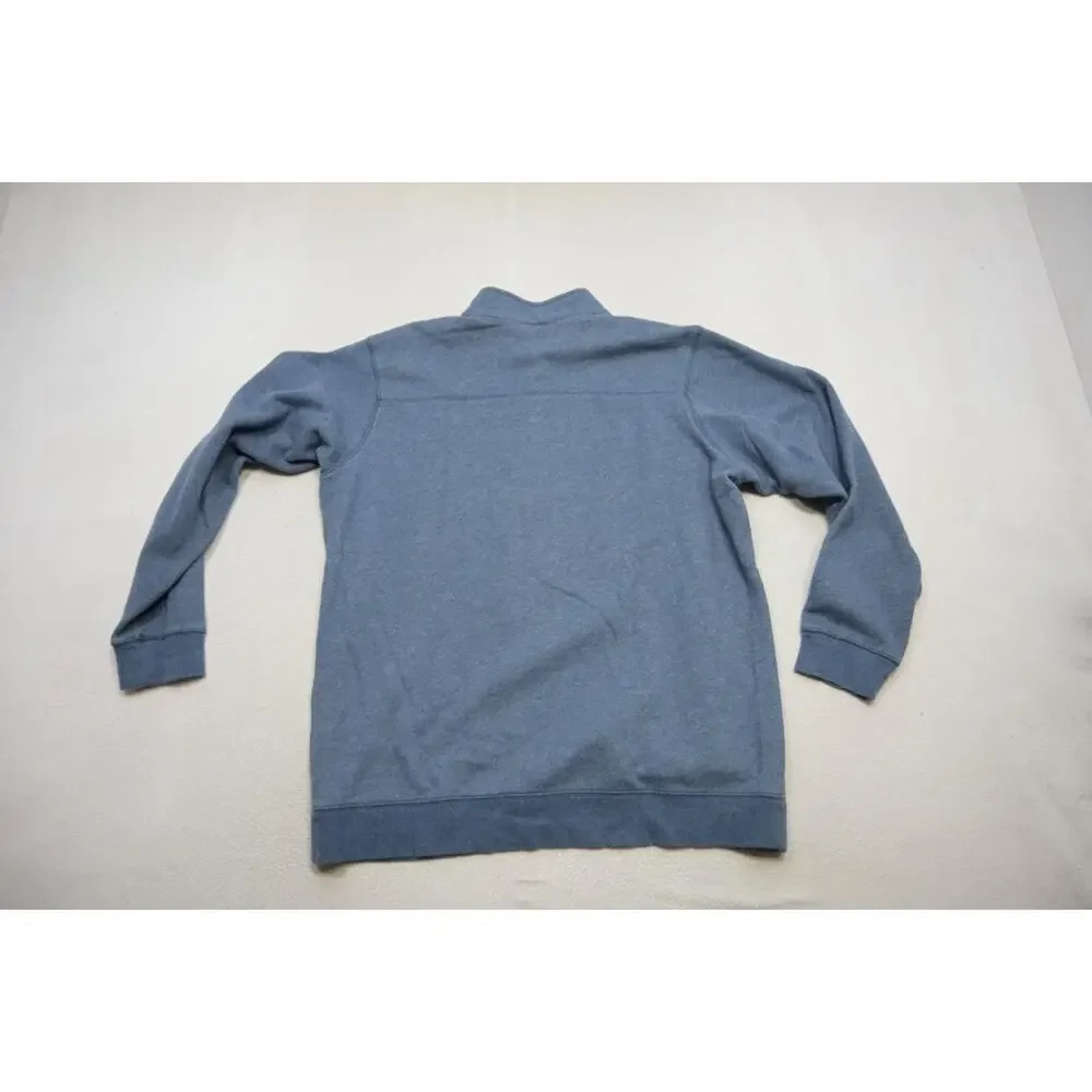 Columbia 1/4 Zip Fleece Jacket Cotton Poly Blend Camp‎ Sweater Blue Mens Sz XL